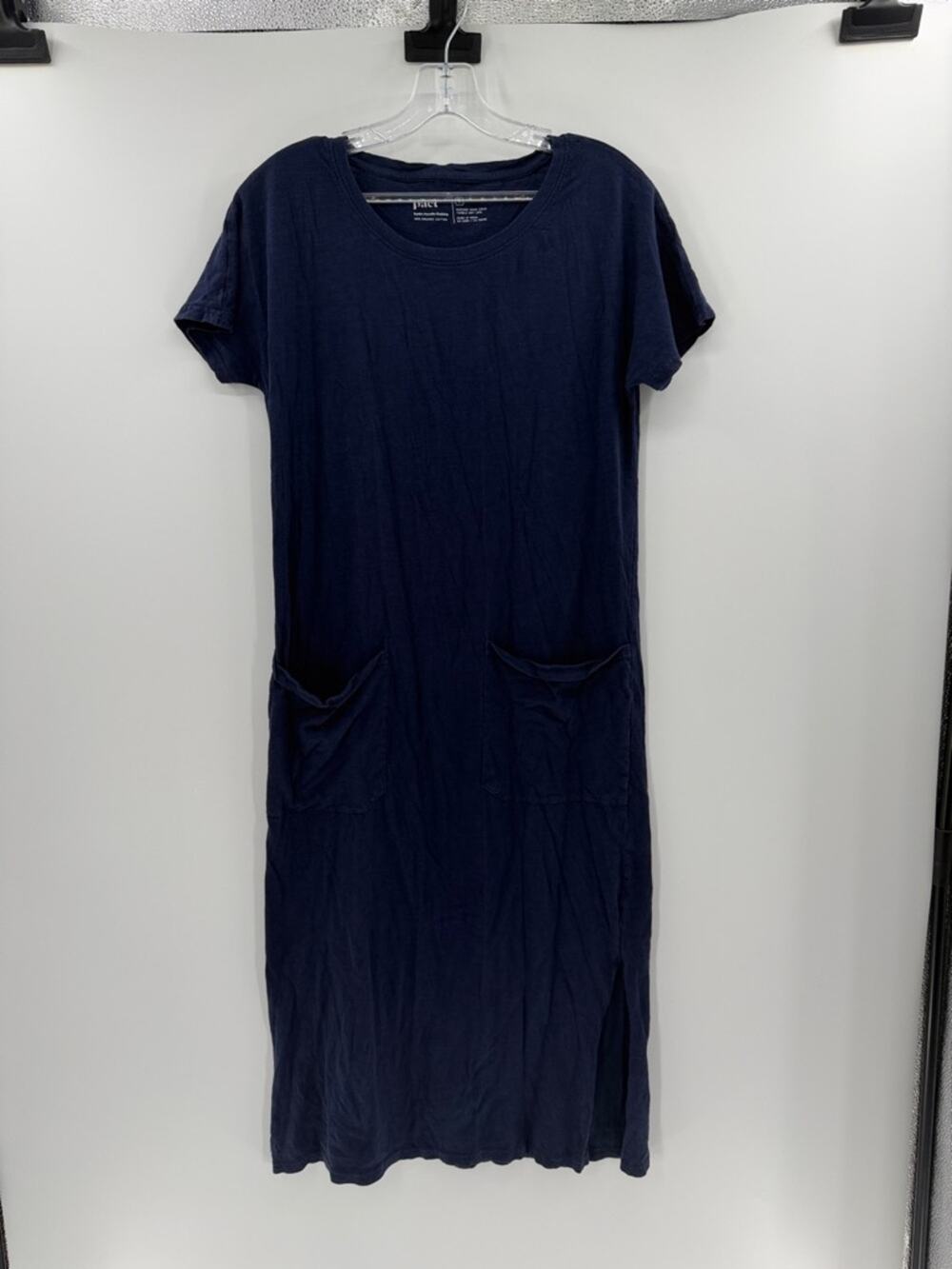 Pact Women's Midi-Maxi Short Sleeve Dress with pockets - Navy - Small